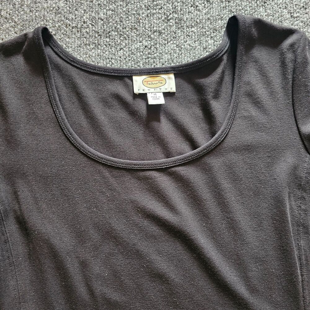 Talbots Dress Womens Medium Black Short Sleeve Fitted Stretchy Neutral Basic - Picture 2 of 9